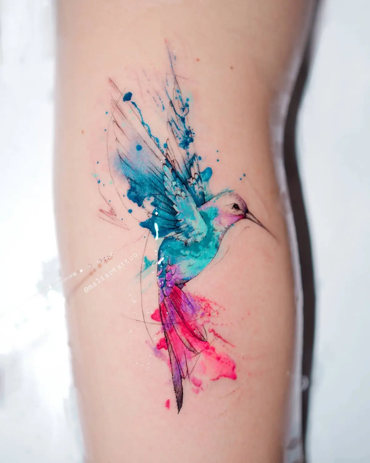Colibrí, tatuaje de acuarela